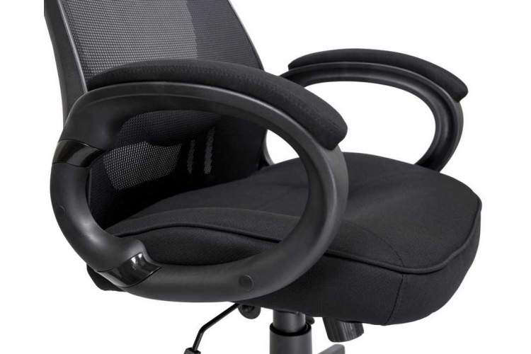 Офисное кресло для руководителей DOBRIN STEVEN BLACK, чёрный пластик, чёрная ткань-10