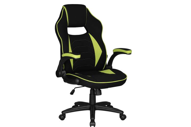 Кресло игровое DOBRIN RICK, черно-светло-зеленая ткань