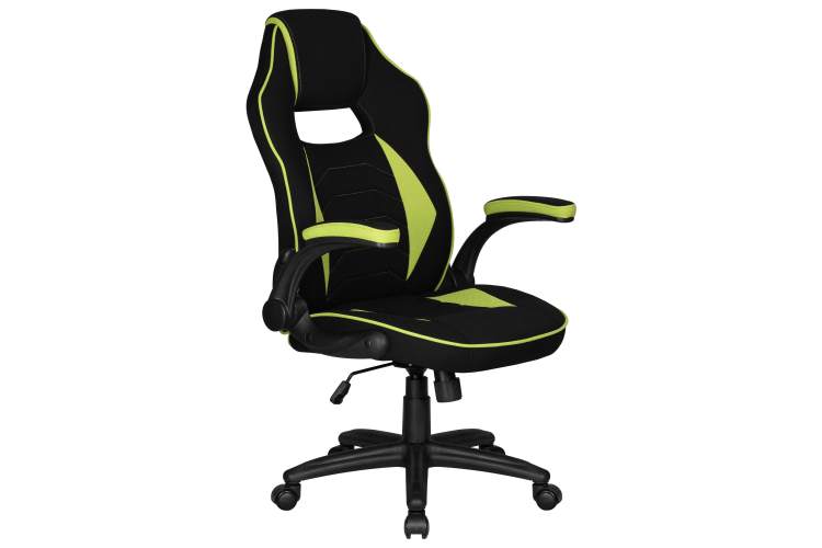 Кресло игровое DOBRIN RICK, черно-светло-зеленая ткань-1