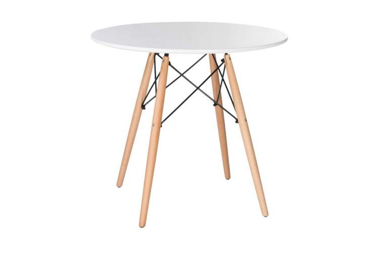 Стол обеденный DOBRIN CHELSEA`80, ножки светлый бук, столешница белая