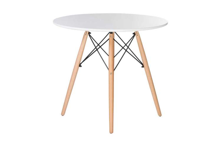 Стол обеденный DOBRIN CHELSEA`80, ножки светлый бук, столешница белая-1