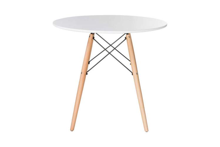 Стол обеденный DOBRIN CHELSEA`80, ножки светлый бук, столешница белая-2