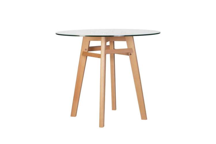 Стол обеденный DOBRIN HENRY`90 GLASS, столешница стекло, деревянное основание