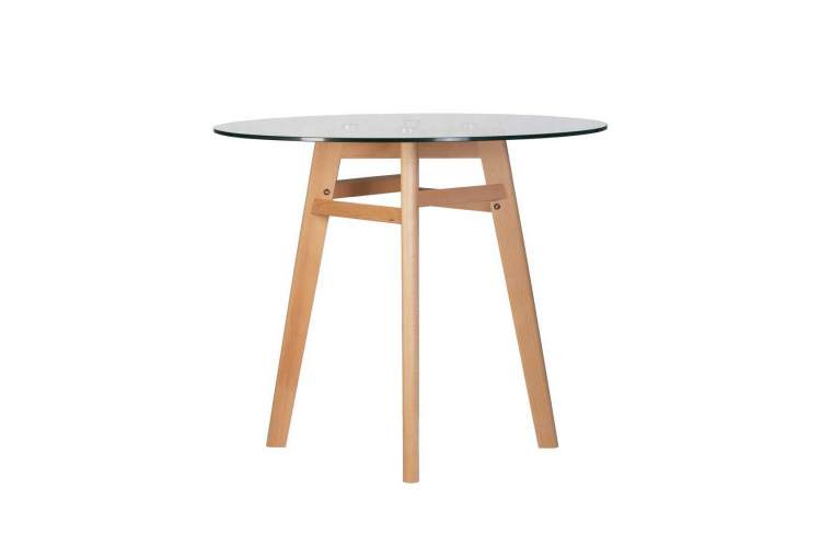 Стол обеденный DOBRIN HENRY`90 GLASS, столешница стекло, деревянное основание-1