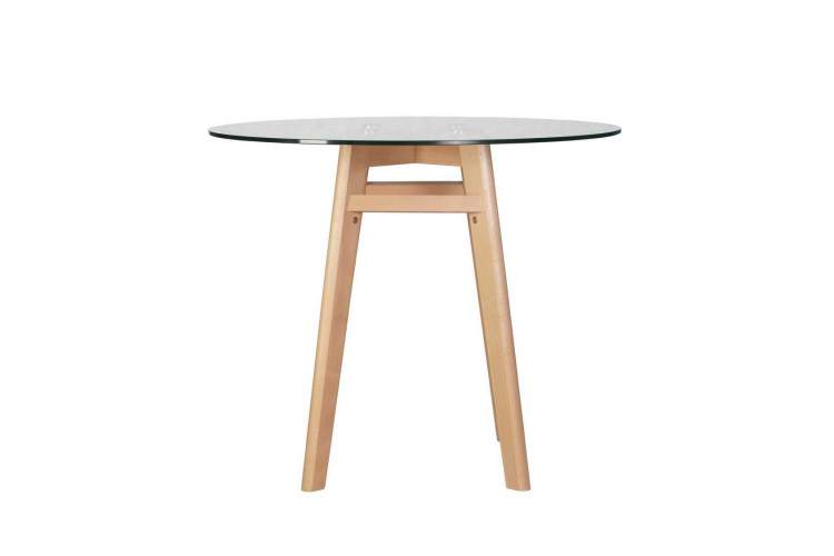 Стол обеденный DOBRIN HENRY`90 GLASS, столешница стекло, деревянное основание-2