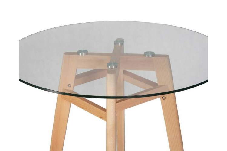 Стол обеденный DOBRIN HENRY`90 GLASS, столешница стекло, деревянное основание-3