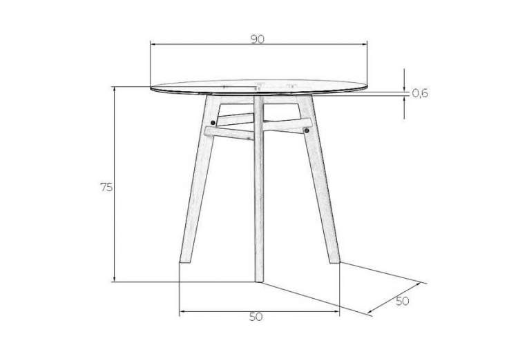 Стол обеденный DOBRIN HENRY`90 GLASS, столешница стекло, деревянное основание-7