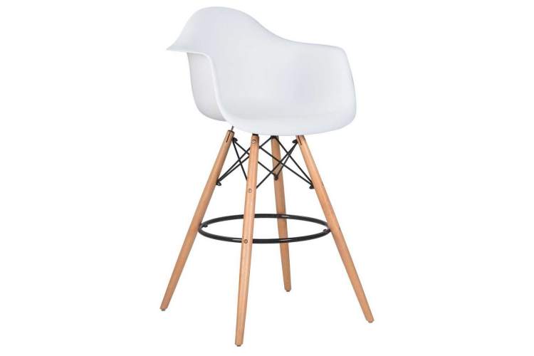 Стул барный DOBRIN DAW BAR, ножки светлый бук, цвет белый