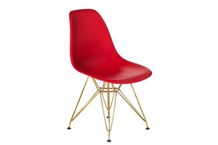 Набор 4 шт Стул обеденный DOBRIN DSR, ножки золотые, цвет красный (R-02)-2