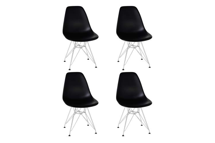 Набор 4 шт Стул обеденный DOBRIN DSR, ножки хром, цвет чёрный (B-03)