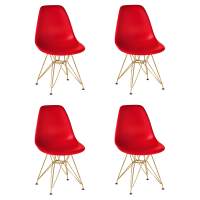 Набор 4 шт Стул обеденный DOBRIN DSR, ножки золотые, цвет красный (R-02)