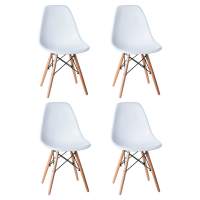 Набор 4 шт Стул обеденный DOBRIN DSW, ножки светлый бук, цвет белый (W-02)