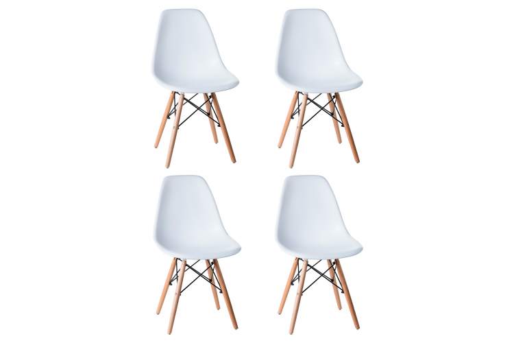 Набор 4 шт Стул обеденный DOBRIN DSW, ножки светлый бук, цвет белый (W-02)