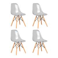 Набор 4 шт Стул обеденный DOBRIN DSW CASPER, ножки светлый бук, цвет прозрачный