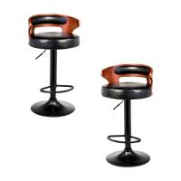 Набор 2 шт Стул барный DOBRIN FRED BLACK, коричневое дерево, чёрный