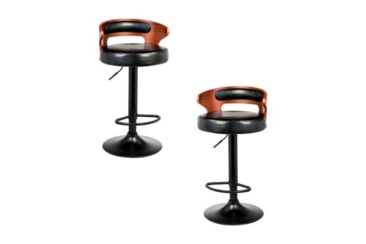 Набор 2 шт Стул барный DOBRIN FRED BLACK, коричневое дерево, чёрный