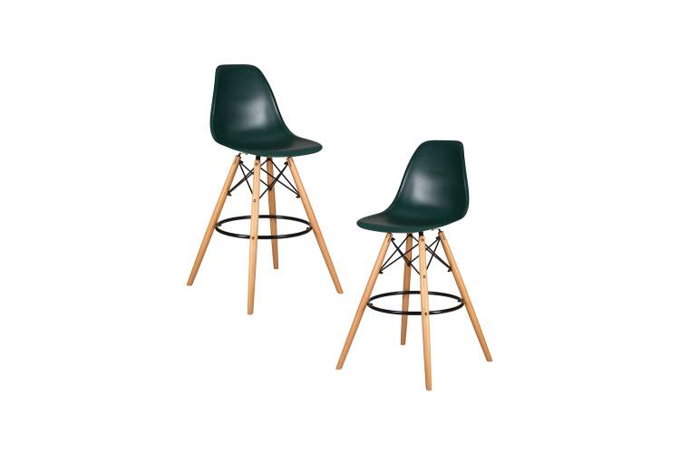 Набор 2 шт Стул барный DOBRIN DSW BAR, ножки светлый бук, цвет тёмно-зеленый (G-13)