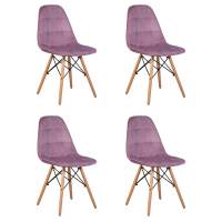 Набор 4 шт Стул обеденный DOBRIN BENNET, ножки светлый бук, пудрово-сиреневый велюр (HLR-27)
