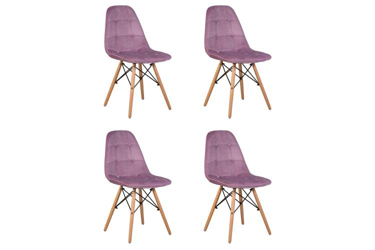 Набор 4 шт Стул обеденный DOBRIN BENNET, ножки светлый бук, пудрово-сиреневый велюр (HLR-27)