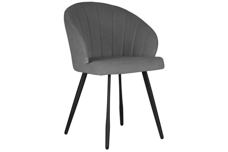 Стул обеденный DOBRIN NAOMI, ЭМАЛЬ ЧЕРНЫЙ МУАР велюр Catania Stone