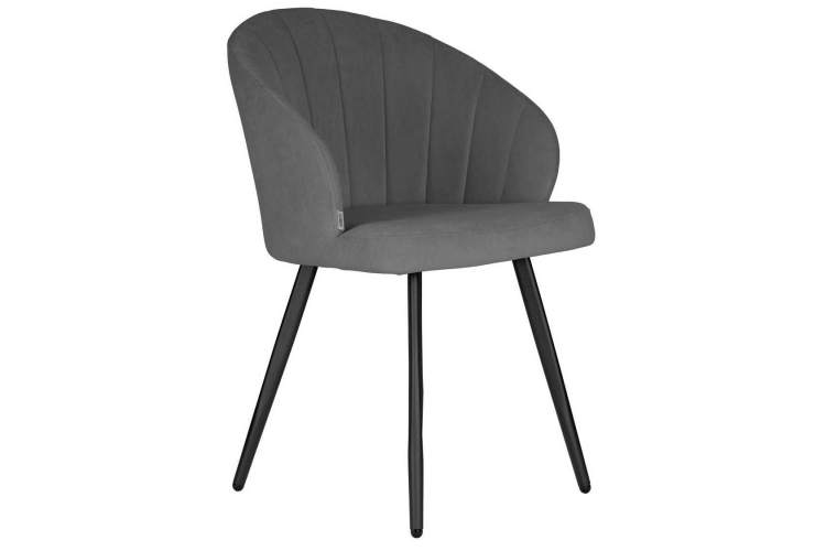 Стул обеденный DOBRIN NAOMI, ЭМАЛЬ ЧЕРНЫЙ МУАР велюр Catania Stone-1