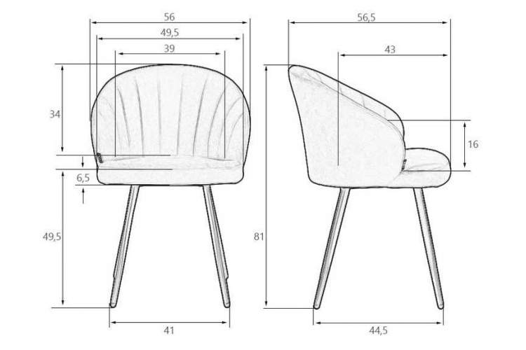 Стул обеденный DOBRIN NAOMI, ЭМАЛЬ ЧЕРНЫЙ МУАР велюр Catania Stone-8