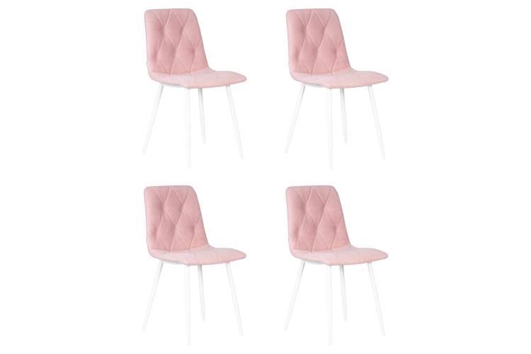 Набор 4 шт Стул обеденный DOBRIN CHILLY ROMBO, Розовый Simple 03, основание белый