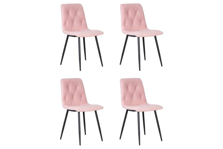 Набор 4 шт Стул обеденный DOBRIN CHILLY ROMBO, Розовый Simple 03, основание черное