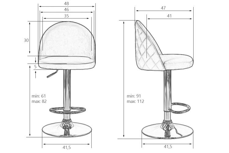Набор 2 шт Стул барный DOBRIN MILANA, черный велюр (MJ9-101)-8