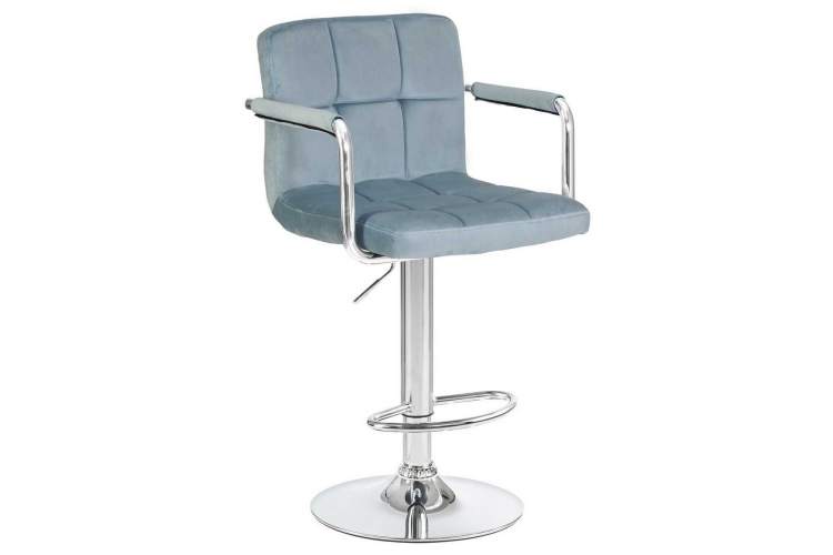 Стул барный DOBRIN KRUGER ARM, пудрово-голубой велюр (MJ9-74)