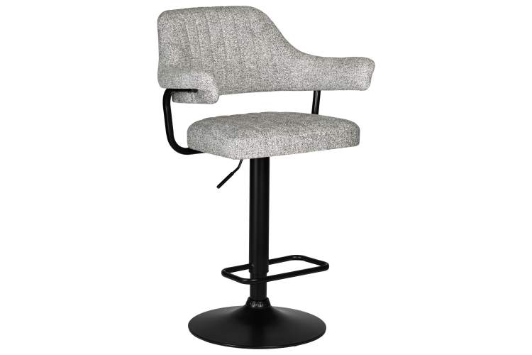 Стул барный DOBRIN CHARLY BLACK, светло-серый твид (LEO04)