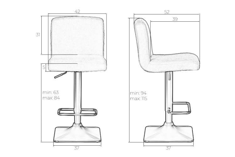 Набор 2 шт Стул барный DOBRIN LEO, белый букле (13)-8