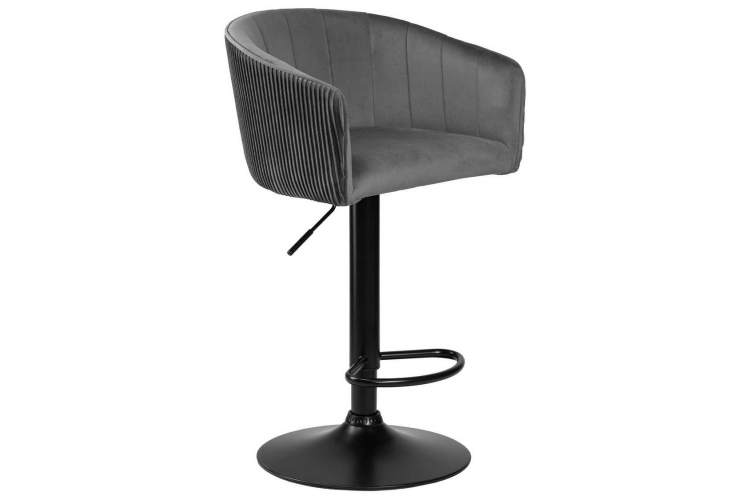 Стул барный DOBRIN DARCY BLACK, серый велюр (1922-19)-1