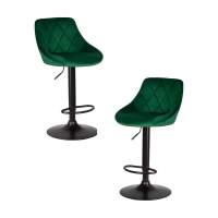 Набор 2 шт Стул барный DOBRIN LOGAN BLACK, зеленый велюр (MJ9-88)