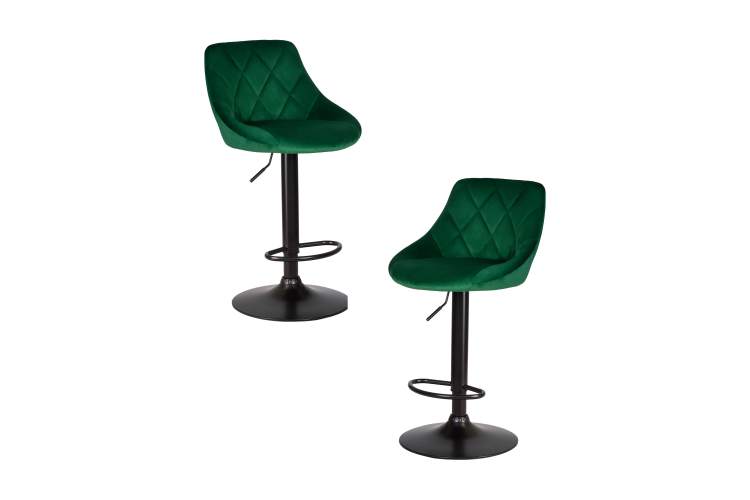 Набор 2 шт Стул барный DOBRIN LOGAN BLACK, зеленый велюр (MJ9-88)