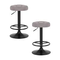 Набор 2 шт Табурет барный DOBRIN BRUNO BLACK, серый велюр (MJ9-75)