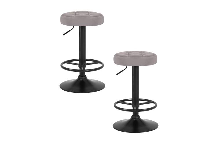 Набор 2 шт Табурет барный DOBRIN BRUNO BLACK, серый велюр (MJ9-75)