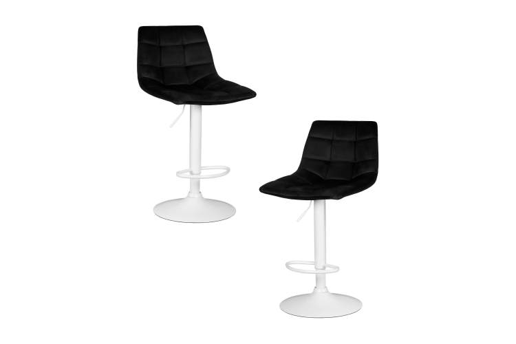 Набор 2 шт Стул барный DOBRIN TAILOR WHITE, черный велюр (MJ9-101)