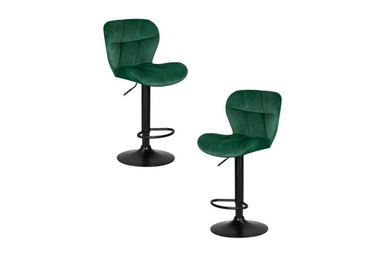 Набор 2 шт Стул барный DOBRIN BARNY BLACK, зеленый велюр (MJ9-88)