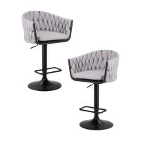 Набор 2 шт Стул барный DOBRIN LEON, серая ткань (LAR 275-17)