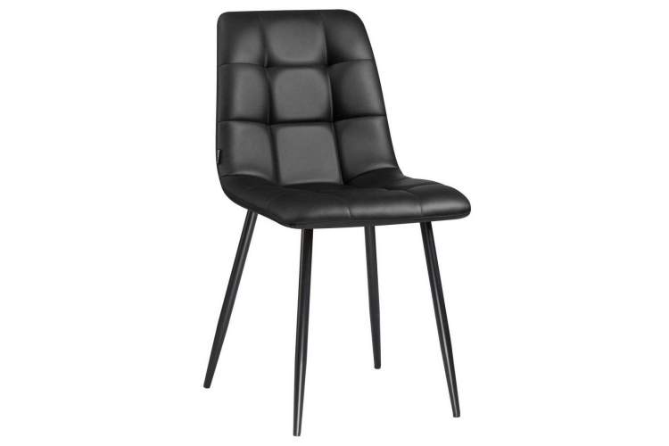 Стул обеденный DOBRIN ALEX, черные матовые ножки, чёрная экокожа (P-01)