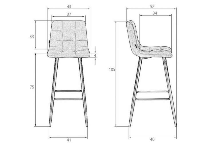 Стул барный DOBRIN NICOLE, черные матовые ножки, синяя ткань (UF860-14B)-9