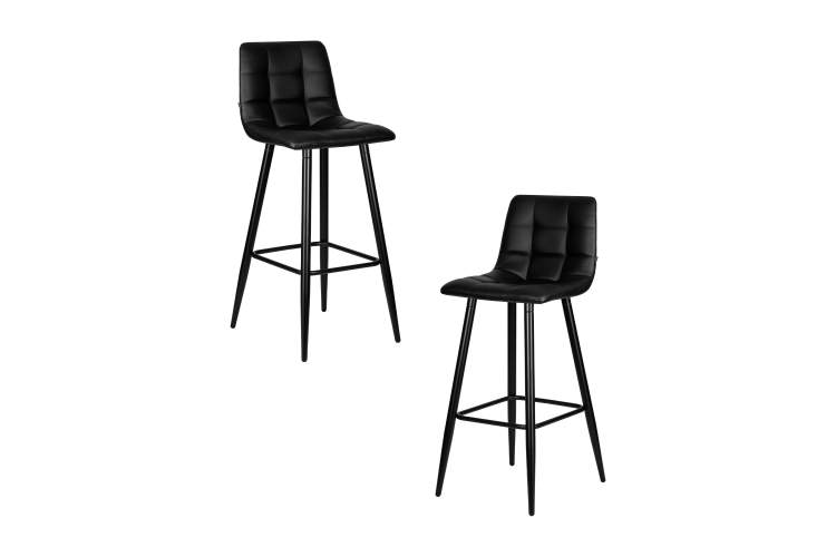 Набор 2 шт Стул барный DOBRIN NICOLE, черные матовые ножки, черная экокожа (P-01)
