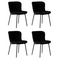 Набор 4 шт Стул обеденный DOBRIN MILO, черные ножки, черный букле (UF992-12)