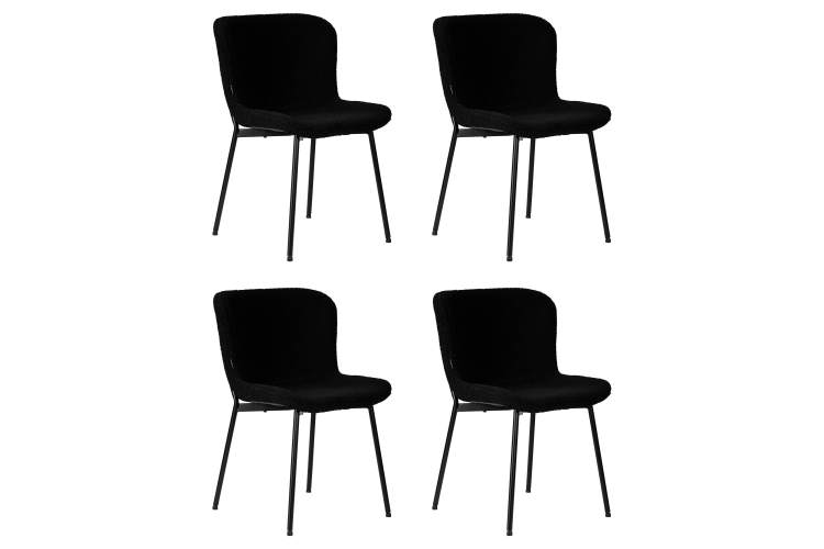 Набор 4 шт Стул обеденный DOBRIN MILO, черные ножки, черный букле (UF992-12)