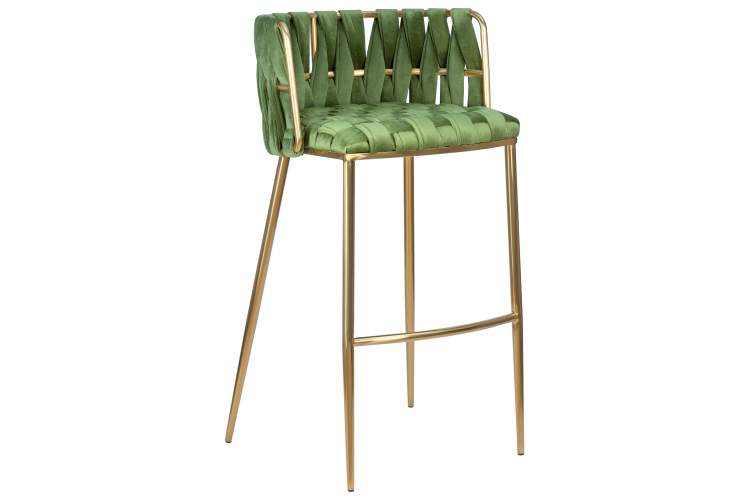 Набор 4 шт Стул барный DOBRIN EMMA GOLD, зеленый велюр (VF-08)-1