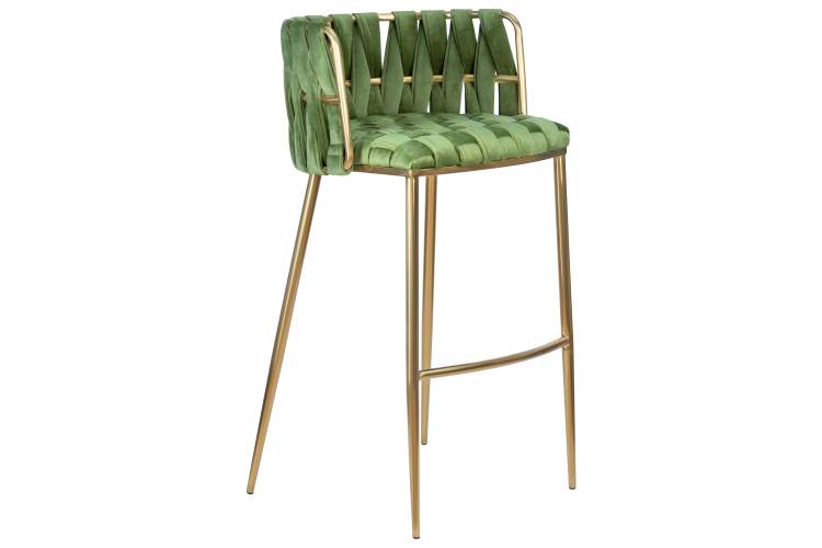 Набор 4 шт Стул барный DOBRIN EMMA GOLD, зеленый велюр (VF-08)-2