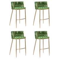 Набор 4 шт Стул барный DOBRIN EMMA GOLD, зеленый велюр (VF-08)