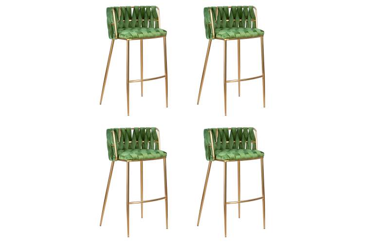 Набор 4 шт Стул барный DOBRIN EMMA GOLD, зеленый велюр (VF-08)