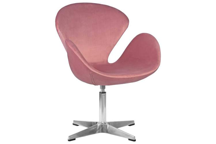 Кресло дизайнерское DOBRIN SWAN, розовый велюр BLUVEL52, алюминиевое основание-8